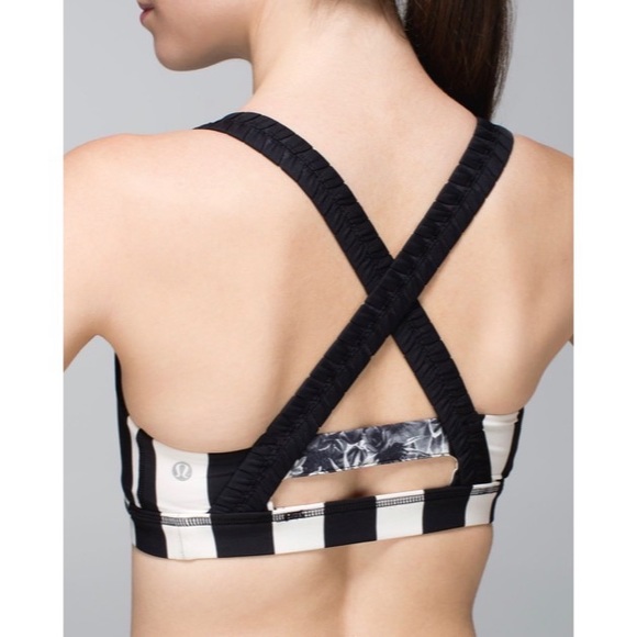 Lululemon Inner Heart Bra Stripe Black Angel Wing Flowabunga Black Size 6 - Picture 1 of 9